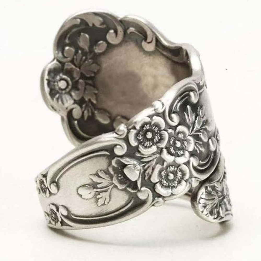 Unisex 925 Silver  Spoon Ring  Adjustable